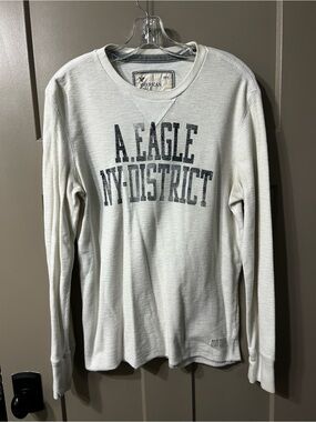 American Eagle NY-District Long Sleeve Waffle thermal Tee - cotton Y2K
